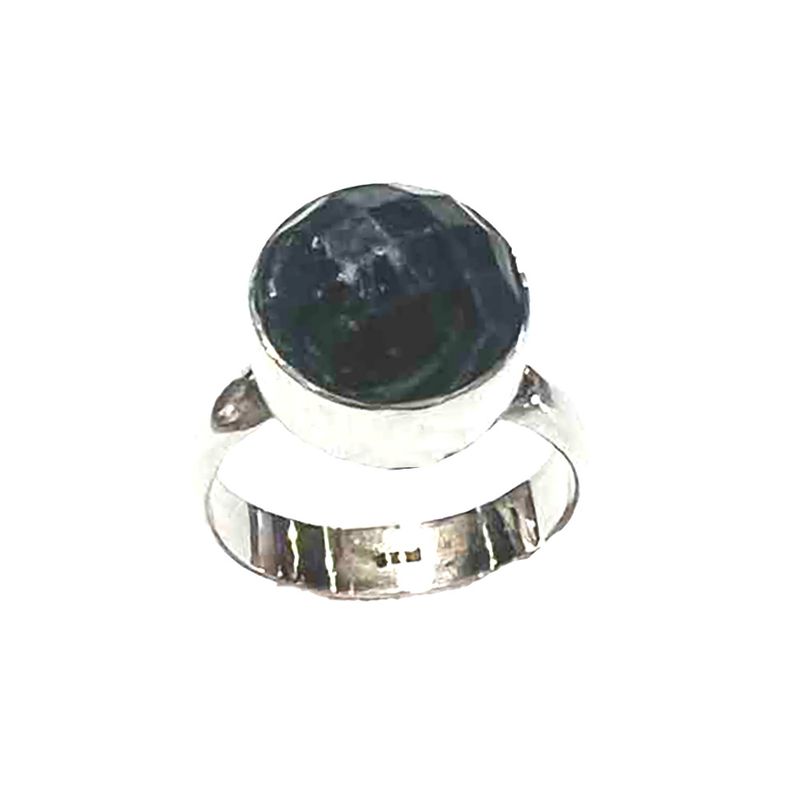 SILVER ROUND SAPPHIRE RING 5.5