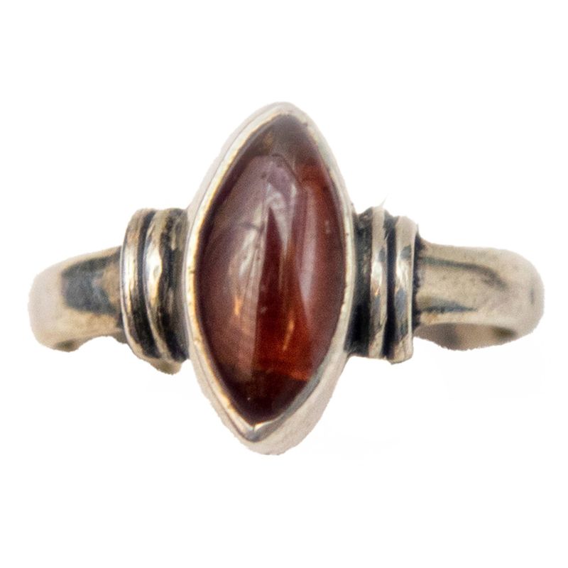 SILVER GARNET MARQUISE RING