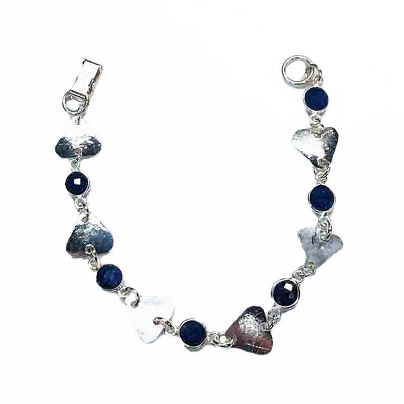 SILVER TEXTURE SAPPHIRE BRACELET
