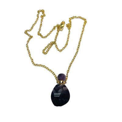 GOLD STAINLESS AMETHYST NECKLACE