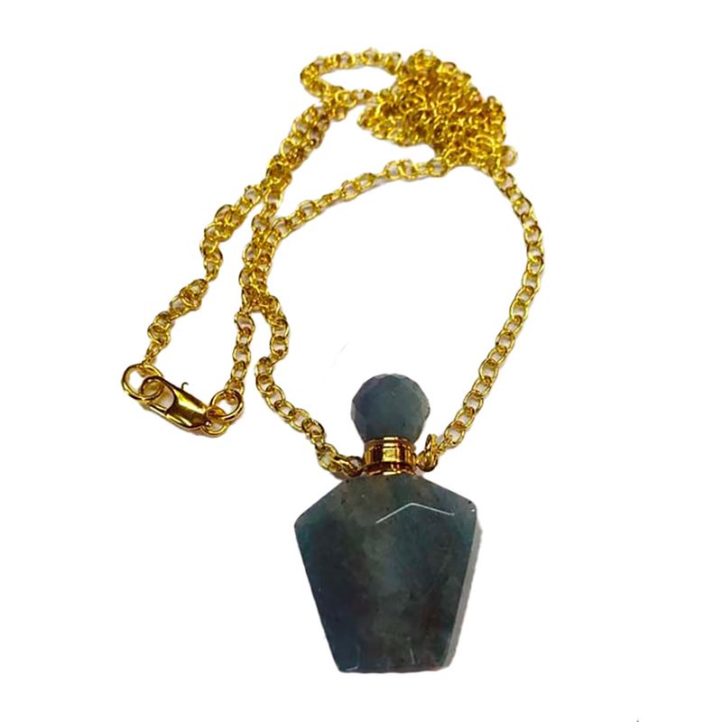 GOLD STAINLESS GREEN QUARTZ NECKLACE