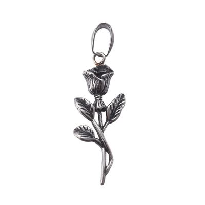 SILVER STAINLESS ROSE PENDANT