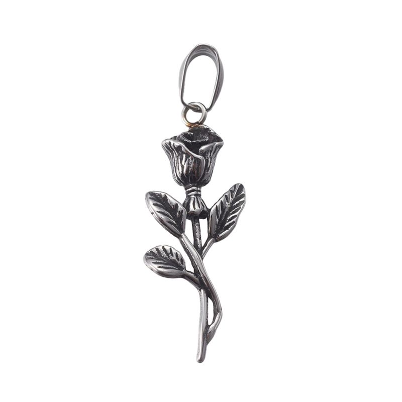 SILVER STAINLESS ROSE PENDANT