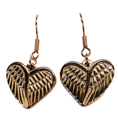 ROSE STAINLESS HEART WINGS EARRINGS ROSE STAINLESS HEART WINGS EARRINGS