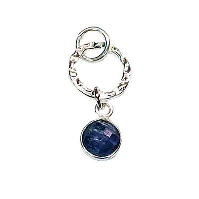 SILVER SAPPHIRE TEXTURE DISC PENDANT