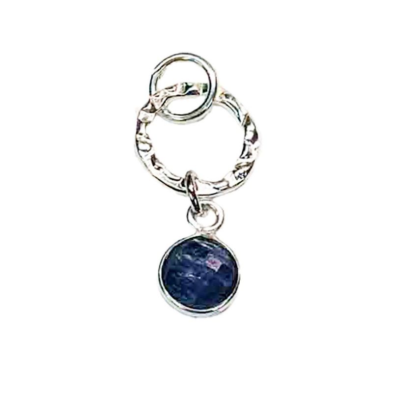 SILVER SAPPHIRE TEXTURE DISC PENDANT