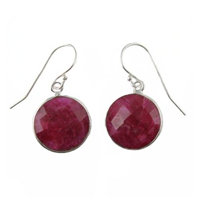 SILVER ROUND FACETED RUBY EARRINGS SILVER ROUND FACETED RUBY EARRINGS