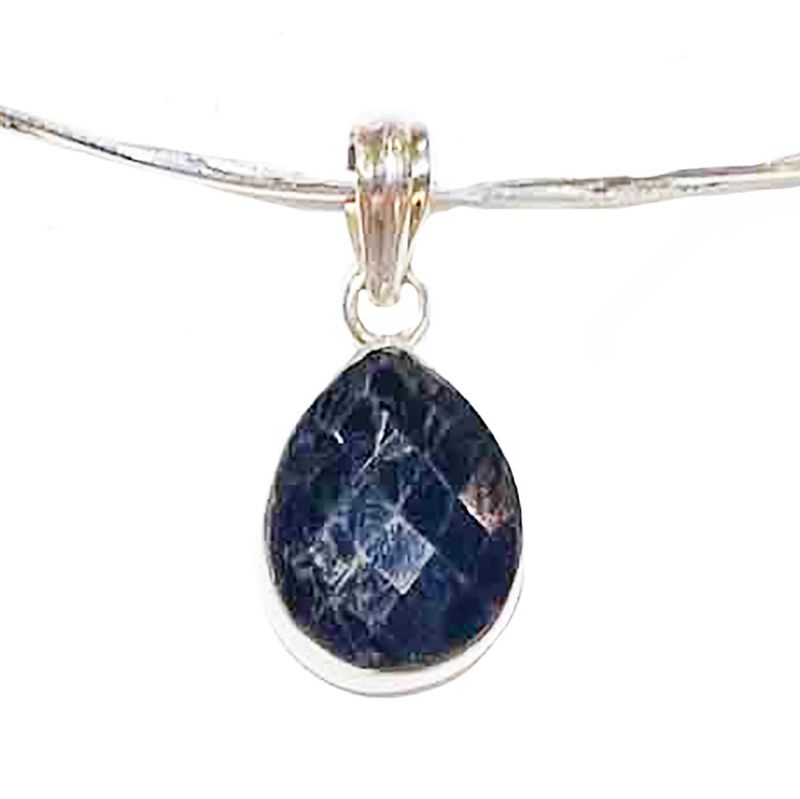 SILVER TEARDROP SAPPHIRE PENDANT