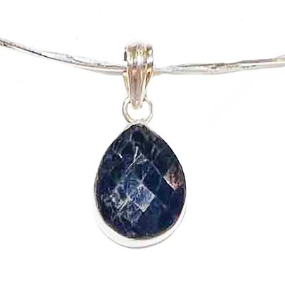 SILVER TEARDROP SAPPHIRE PENDANT