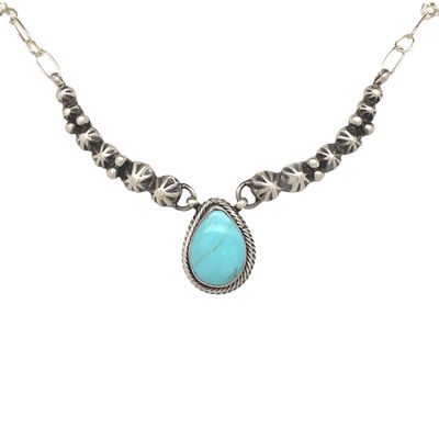 SILVER TURQUOISE NECKLACE NAVAJO - KIM ENRICO