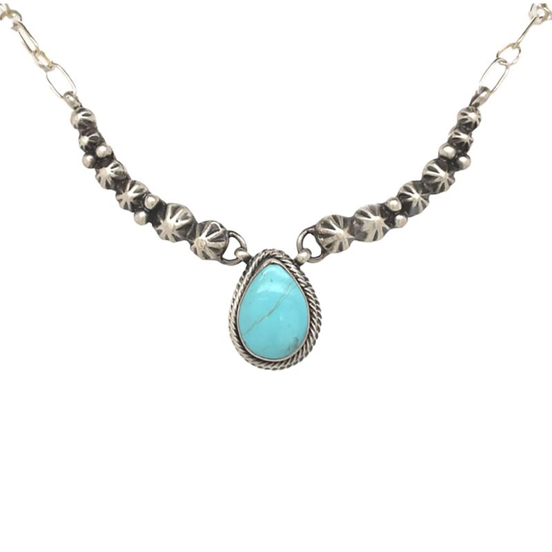SILVER TURQUOISE NECKLACE NAVAJO - KIM ENRICO