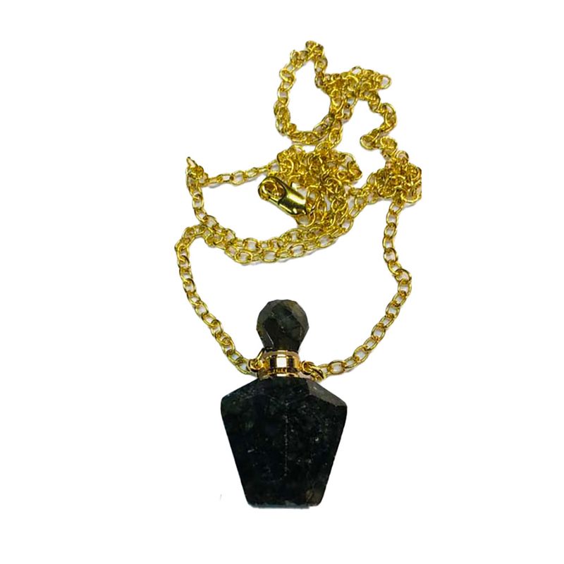 GOLD STAINLESS LABRADORITE NECKLACE