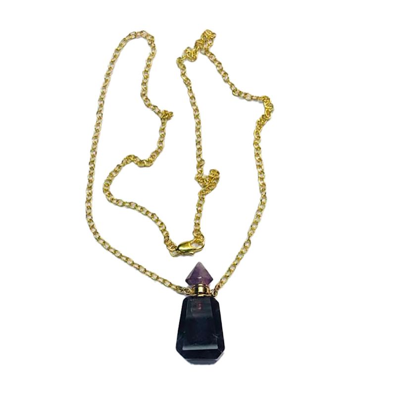 GOLD STAINLESS AMETHYST NECKLACE
