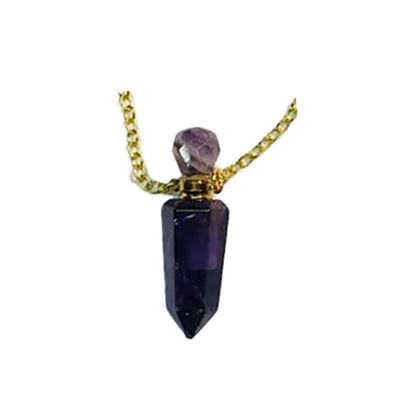 GOLD STAINLESS AMETHYST NECKLACE FJN104-A