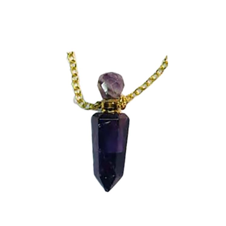 GOLD STAINLESS AMETHYST NECKLACE FJN104-A