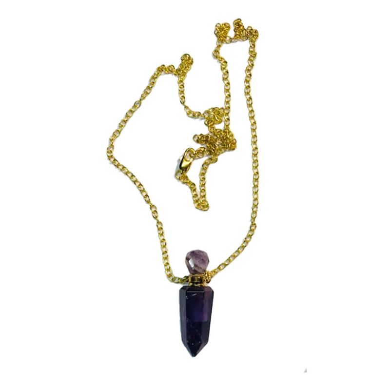 GOLD STAINLESS AMETHYST NECKLACE