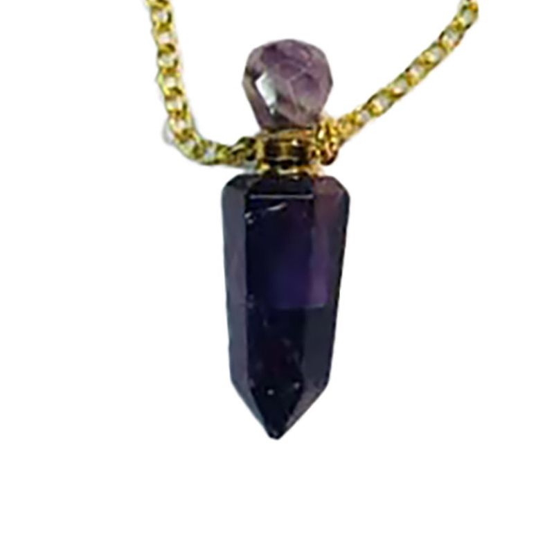 GOLD STAINLESS AMETHYST NECKLACE