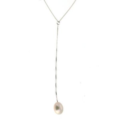 SILVER FRESHWATER PEARL W/CHAIN DROP NECKLACE