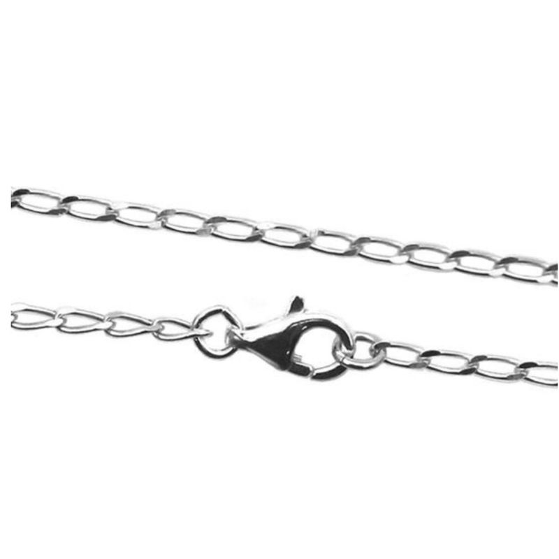 SILVER LONG OVAL CURB CHAIN BRACELET