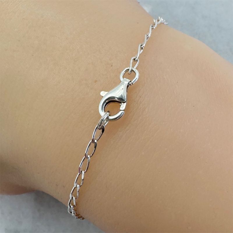 SILVER LONG OVAL CURB CHAIN BRACELET