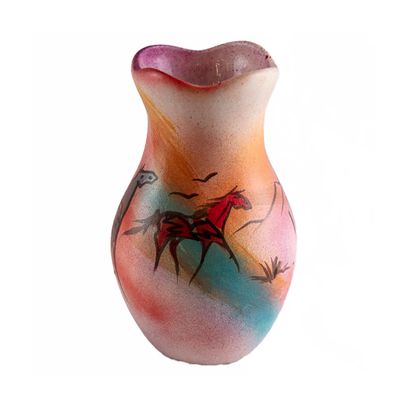 "SW WAVY VASE" Painted Pottery 7x4 "SW WAVY VASE" Painted Pottery 7x4