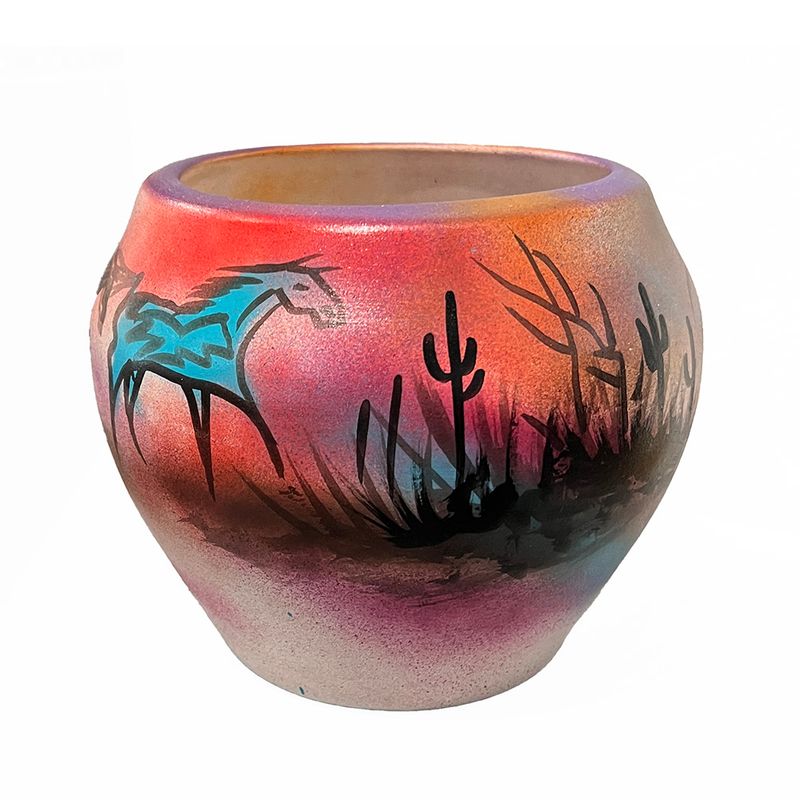 "SW GATHERING" Painted Pottery 6x7