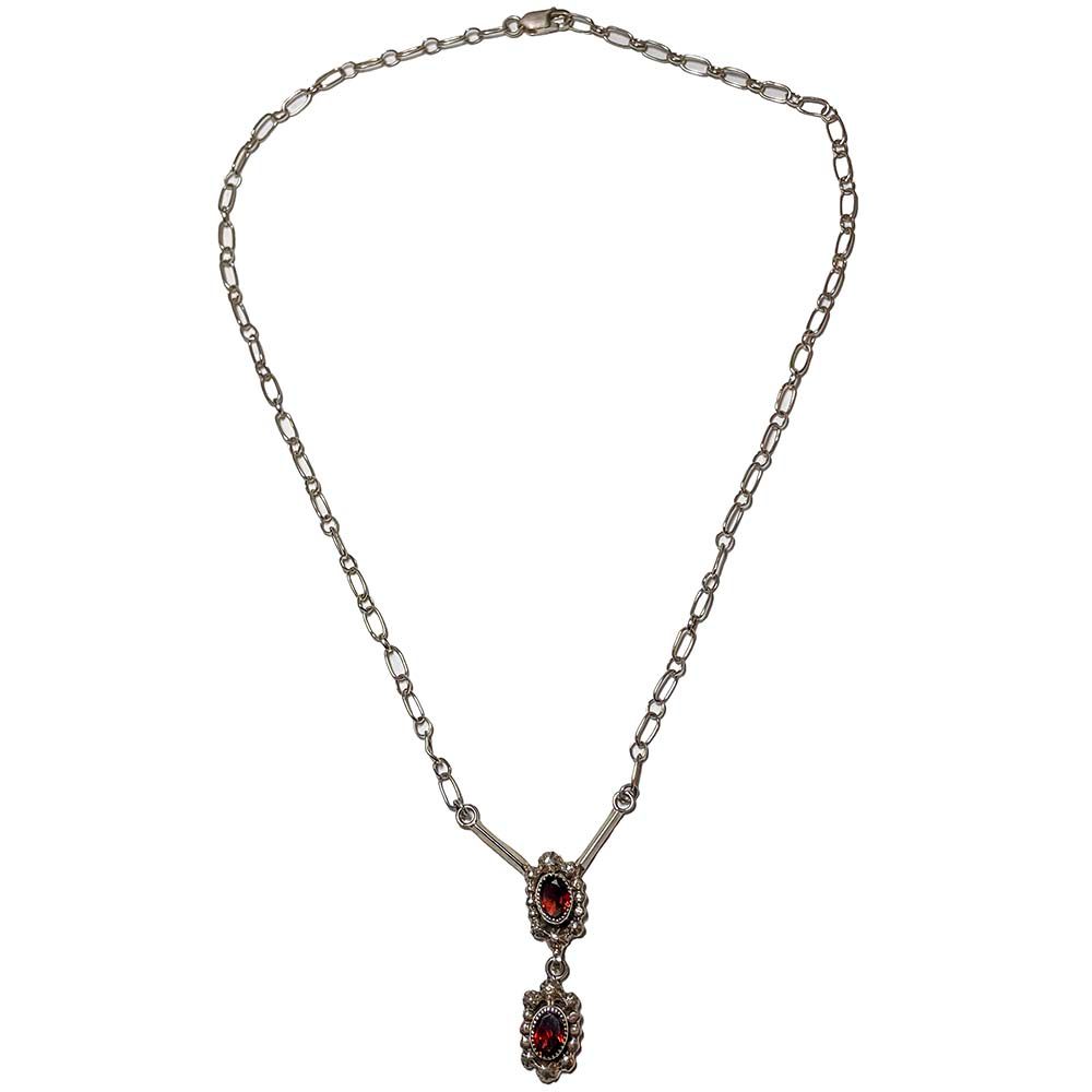 SILVER GARNET NECKLACE NAVAJO - SADIE JIM
