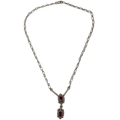 SILVER GARNET NECKLACE NAVAJO - SADIE JIM