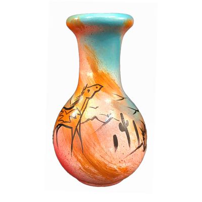 "SW FLOWER VASE" Painted Pottery 7x4 "SW FLOWER VASE" Painted Pottery 7x4