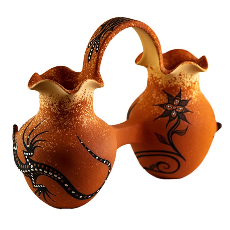 "ZUNI-DOUBLE BOWL" Coiled Pottery 10x13