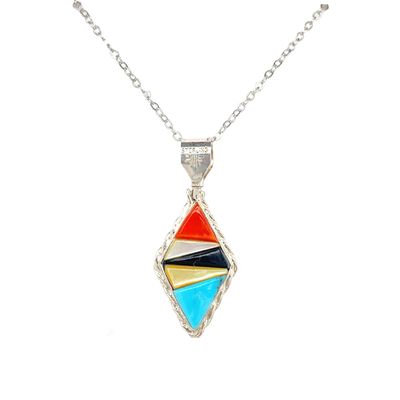 SILVER INLAY REVERSIBLE PENDANT NAP025 ZUNI - BEVIS TSADIASI