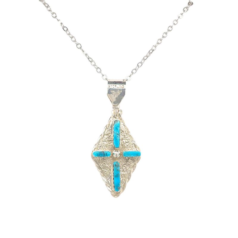 SILVER INLAY REVERSIBLE PENDANT NAP025 ZUNI - BEVIS TSADIASI