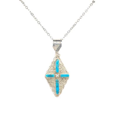 SILVER INLAY REVERSIBLE PENDANT NAP025 ZUNI - BEVIS TSADIASI