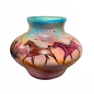 "SW SUNSET" Painted Pottery 8x10