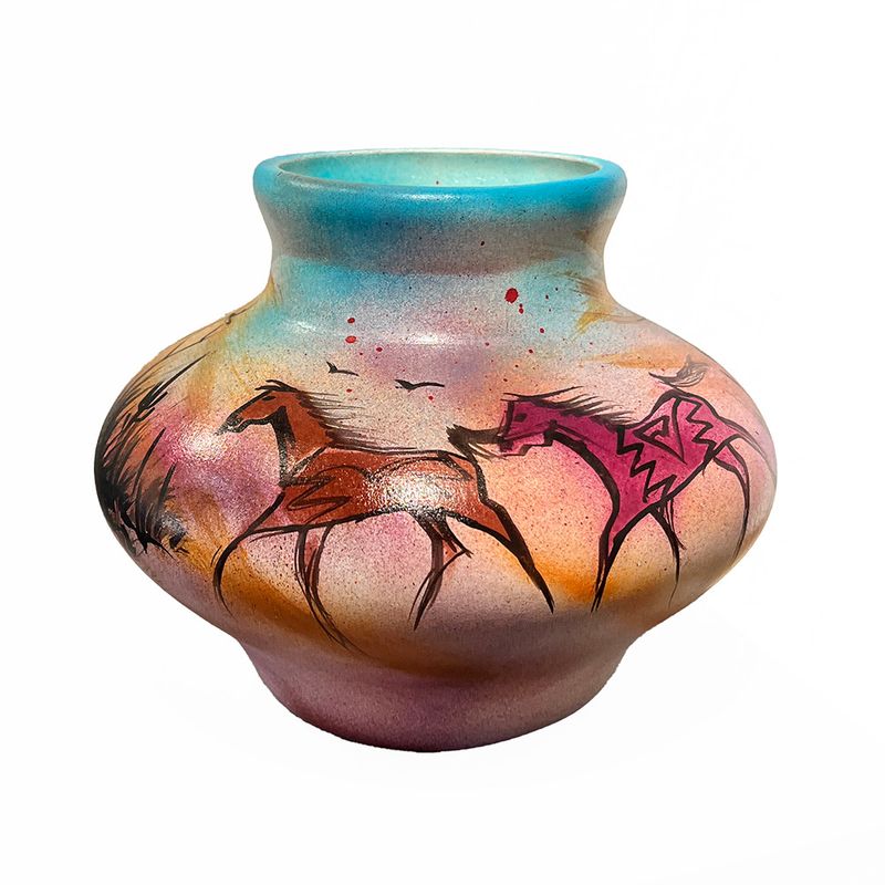 "SW SUNSET" Painted Pottery 8x10