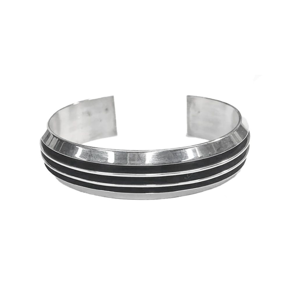 SILVER 4 RIB CUFF BRACELET NAVAJO - TOM HAWK