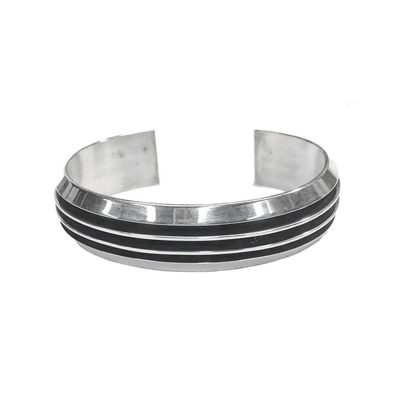 SILVER 4 RIB CUFF BRACELET NAVAJO - TOM HAWK