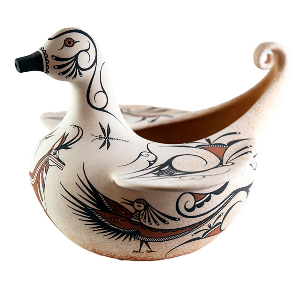 "ZUNI-DUCK" Coiled Pottery 11.5x14
