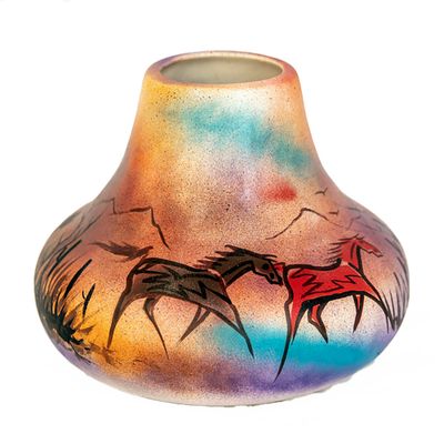 "SW LARGE SHAMAN SPIRIT" Painted Pottery 7.5x9
