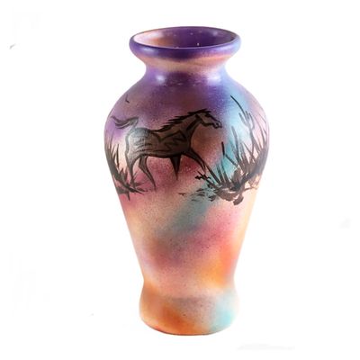 "SW SPIRIT VASE" Painted Pottery 10x6