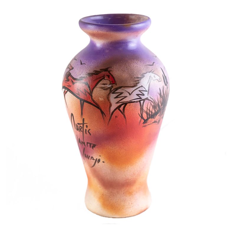 "SW SPIRIT VASE" Painted Pottery 10x6
