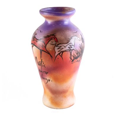 "SW SPIRIT VASE" Painted Pottery 10x6
