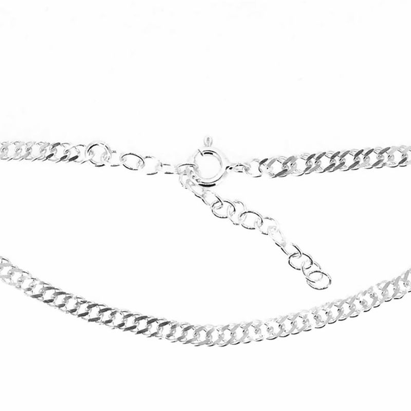 SILVER DOUBLE DIAMOND CUT CURB CHAIN BRACELET