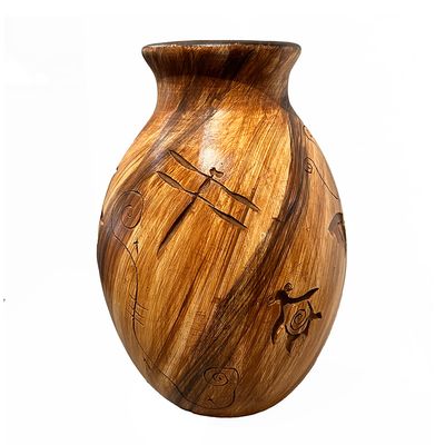 "SHAMAN GATHERING" Petroglyph Pottery 8"x5.5"