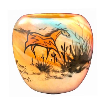 "SW SM WHITE SAGE" Painted Pottery 6x7