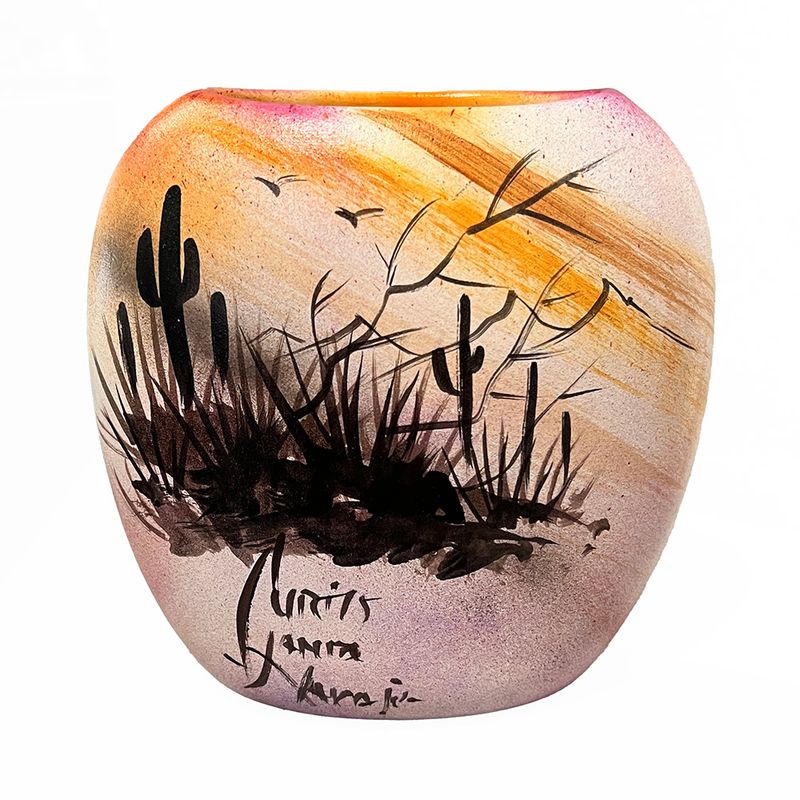 "SW SM WHITE SAGE" Painted Pottery 6x7