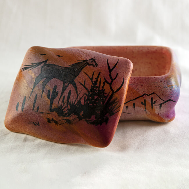"SW TREASURES" Painted Pottery 3x5x4