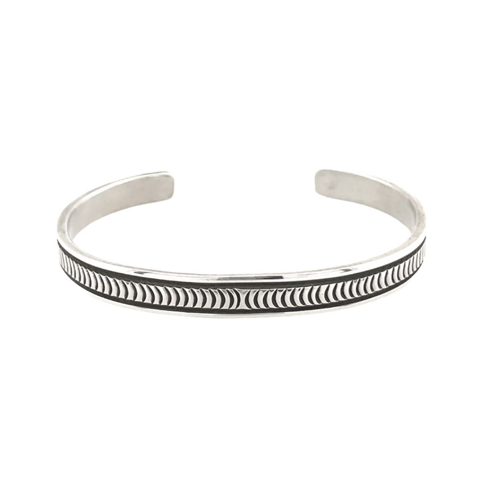 SILVER STAMPED CUFF BRACELET NAVAJO - BRUCE MORGAN