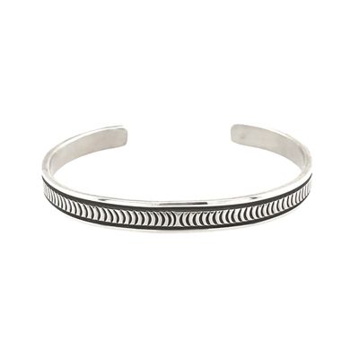 SILVER STAMPED CUFF BRACELET NAVAJO - BRUCE MORGAN