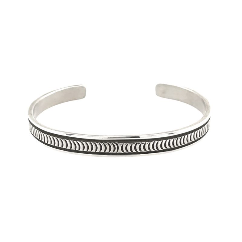 SILVER STAMPED CUFF BRACELET NAVAJO - BRUCE MORGAN